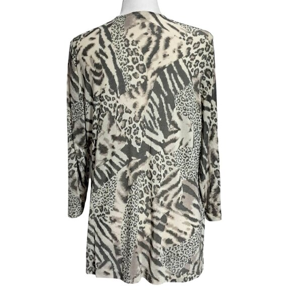 Chicos Mixed Leopard Zebra Print Open Front Cardigan Size 3 (XL) Boho - Picture 9 of 10